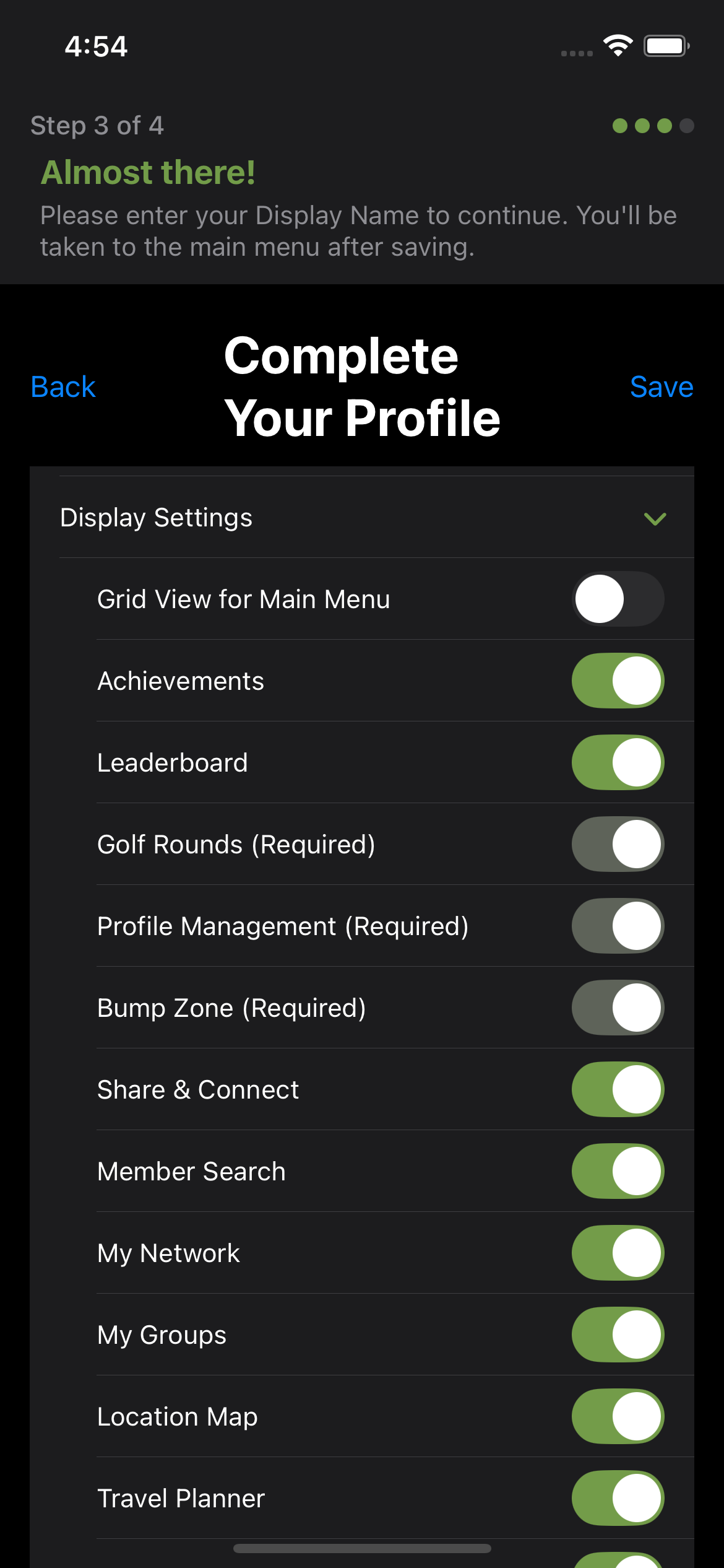 Profile Display Screen