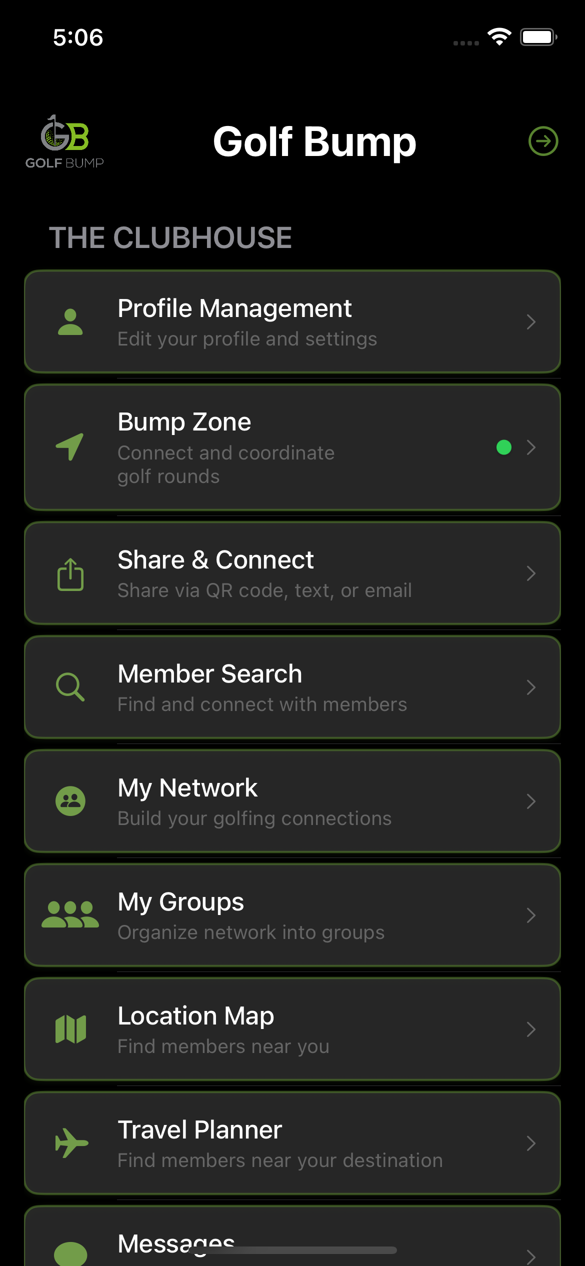 Menu Navigation Screen