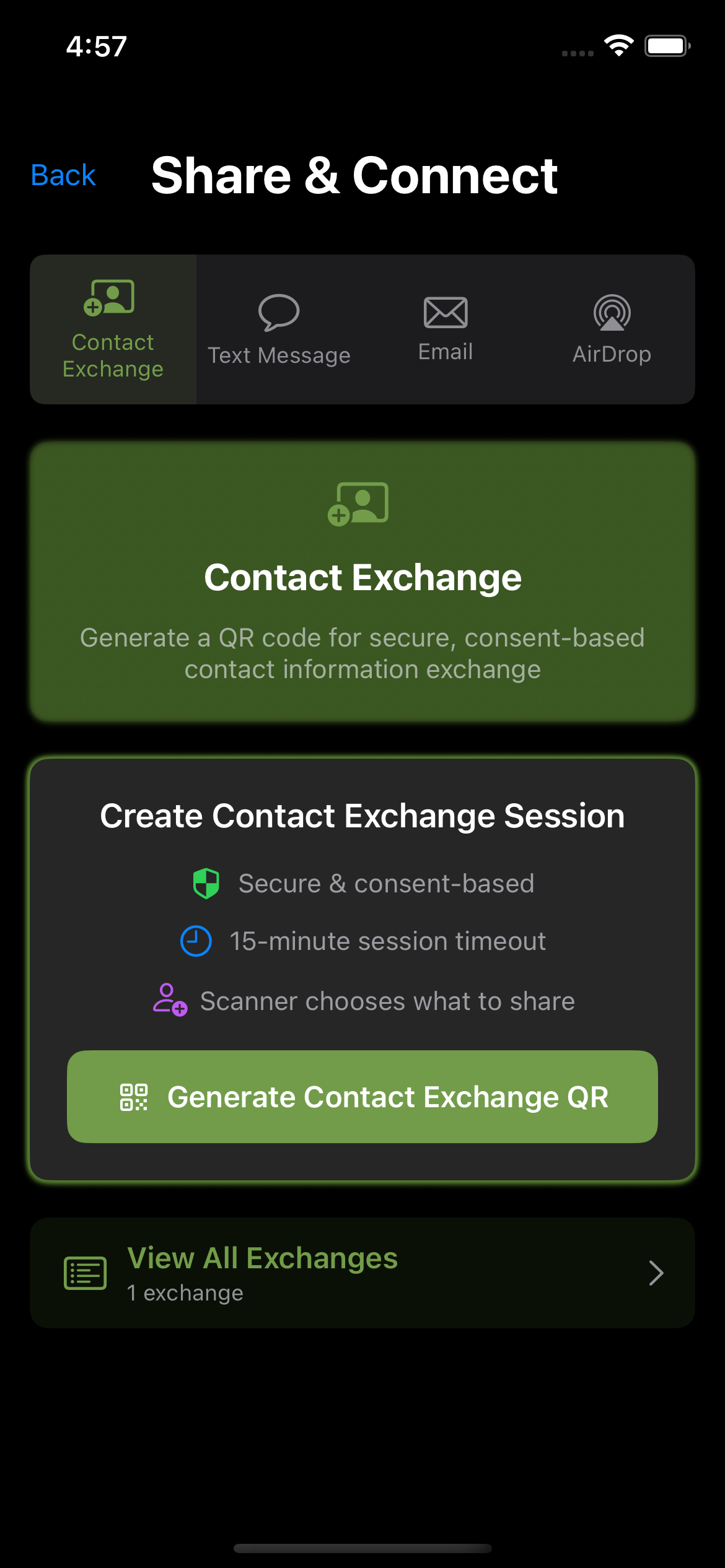 Share Connect Screen